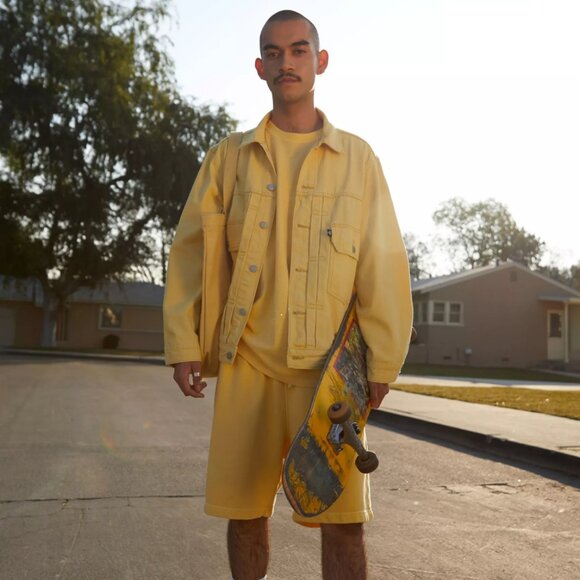 NWT Levi's Fresh Denim Jacket Men's Size Large Yellow Button Front MSRP $108 - Picture 1 of 9